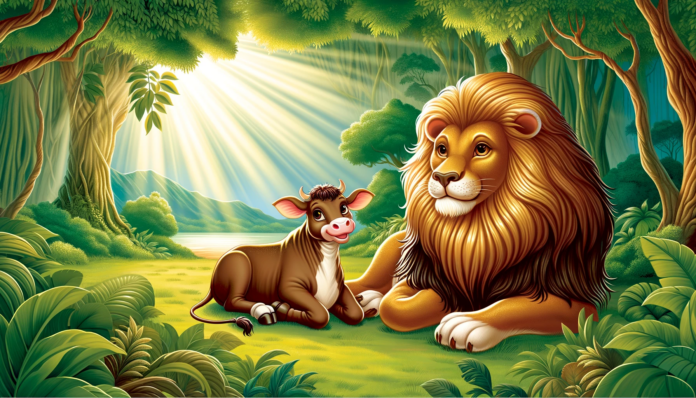 lion and cow