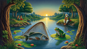 दो मछलियाँ और एक मेंढक (एकबुद्धि)